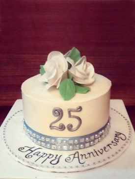 Floral 25th Anniversary Cake
