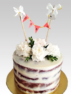 Fresh Flowers Baby Shower Cake
