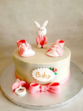 Pink Bunny Baby Shower Cake