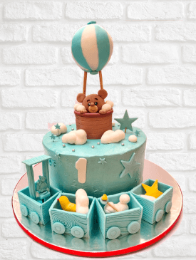 Hot air balloon cake first birthday cake