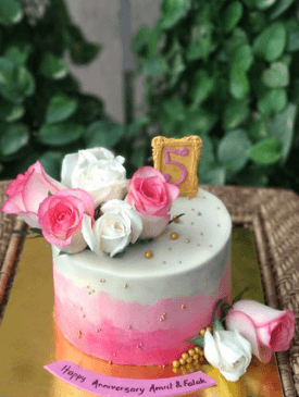 Pink & White Floral Anniversary Cake