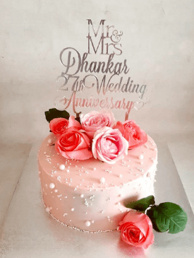 Pink floral anniversary cake