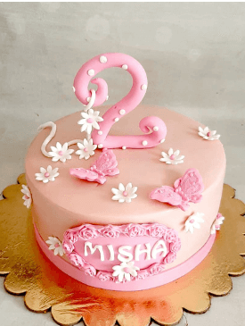 Floral pink 1st birthday cake