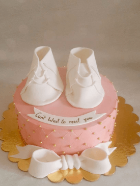 Pink & White Baby Shower Cake
