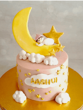 Pink & Gold 1st Birthday Cake