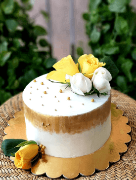 Yellow & White Floral Baby Shower Cake