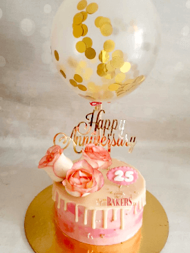 Pink & White Drip Anniversary Cake