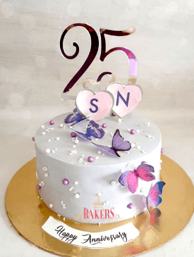 Lavender & Silver 25th Anniversary Cake