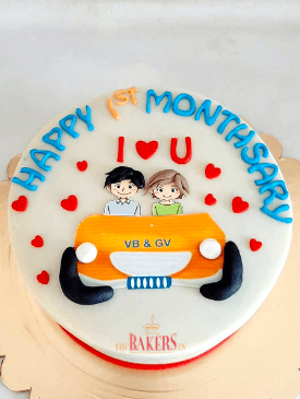 Couple in a Car Anniversary Cake