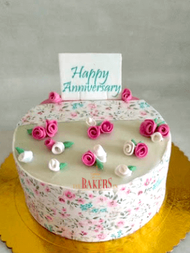 Edible Print Floral Anniversary Cake