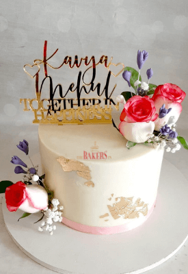 Wedding & Engagement Cakes 6 Elegant Floral Cake with edible gold leaves