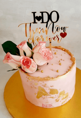 Wedding & Engagement Cakes 8 Gold Deckle Edge Floral Cake