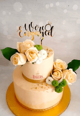 Wedding & Engagement Cakes 13 Peach FloralEngagement Cake