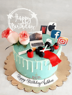 Gym & Yoga Cakes 1 Blue Drip Gym & Social Media Cake