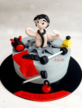 Grey Gym Cake with Figurine