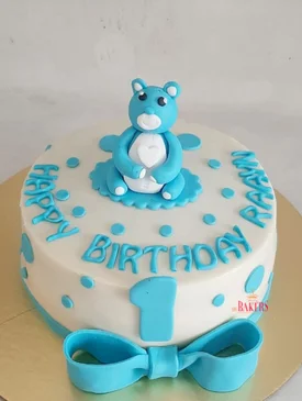 Blue Teddy Birthday Cake