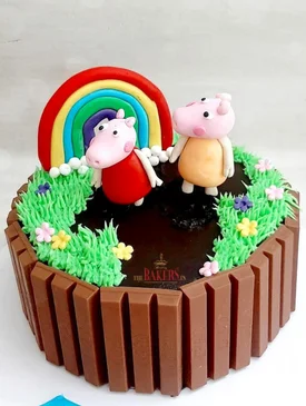 Peppa pig kitkat cake