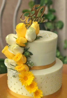 Yellow Roses Engagement Cake