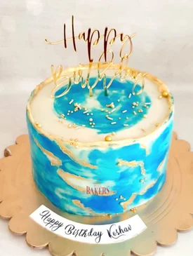 blue watercolor cake