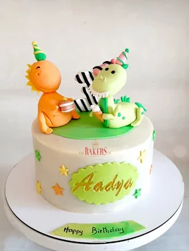 Green & Orange Dinosaur Cake