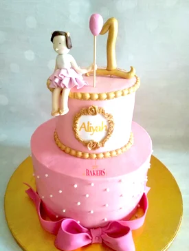 Pink & Gold Two Tier Cake