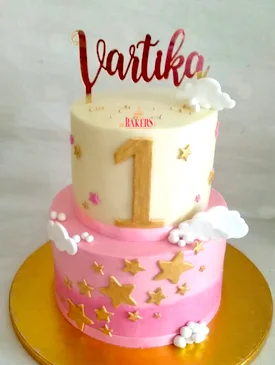 Pink & Gold Cake with Customised Name Topper