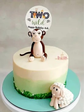Two Wild Cake with Monkey & Sheep