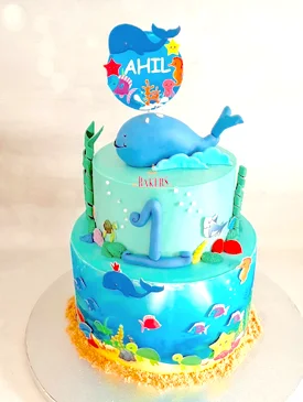 Under Water 1st Birthday Cake