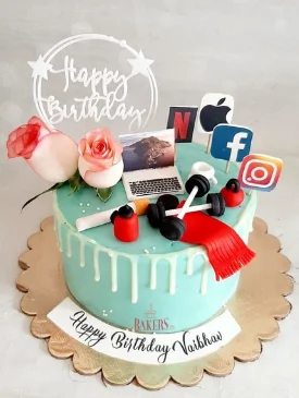 Blue Drip Gym & Social Media Cake