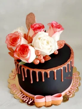 Pink Floral 40th Birthday Cake