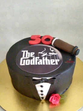Godfather theme 50th Birthday Cakeion-text