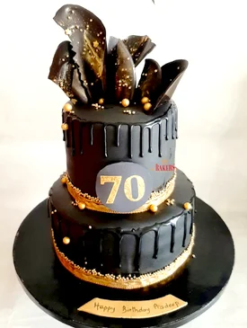 Black & Gold 70th Birthday Cake
