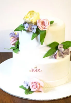 Pastel Floral Engagement Cake