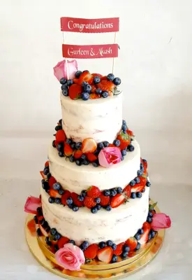 3 tier naked wedding cake