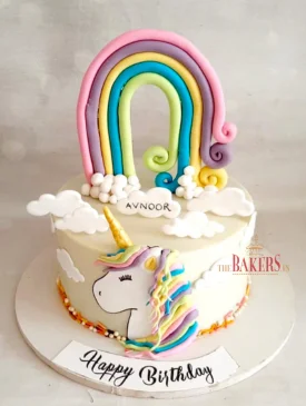White Rainbow Unicorn Cake