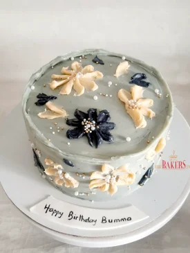 grey floral cake