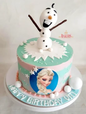 blue pink frozen movie cake