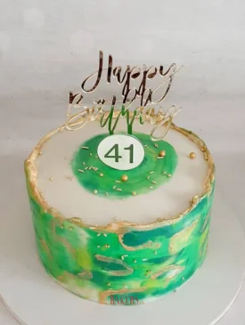 green watercolour cake