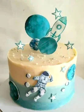 space astronaut cake blue