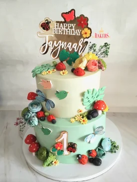 Enchanted Garden Theme First Birthday Cake enchanted garden 1st birthday cake