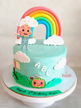 Cocomelon & JoJo 1st Birthday Cake jojo rainbow cocomelon cake