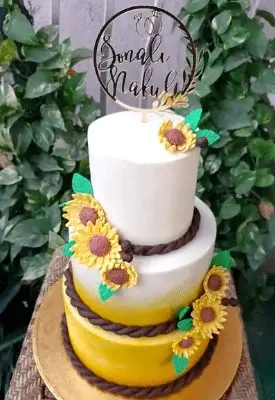 Three Tier Sunflower Wedding Cake 3tier sunflower wedding cake