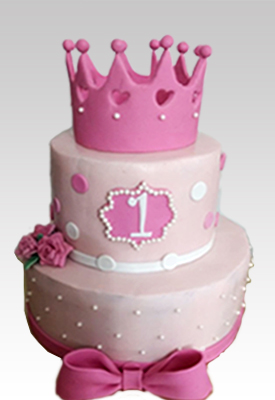 2 Tier First Birthday Tiara Cake