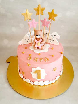 Pink Teddy Bear Cake | 1st Birthday Cake for Girls | Order Custom Cakes in  Bangalore – Liliyum Patisserie & Cafe